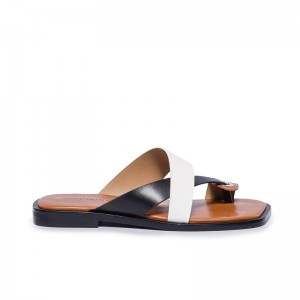 Bernardo Amelia Cross Strap Slidesandaler Dame Svarte Hvite | TAZ6334PG