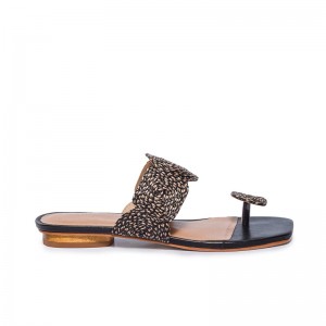 Bernardo Palermo Raffia Slidesandaler Dame Svarte | ZGZ846VX