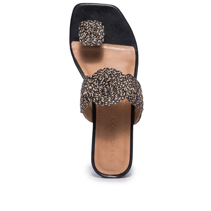 Bernardo Palermo Raffia Flate Sandaler Dame Svarte | RXB8043RN